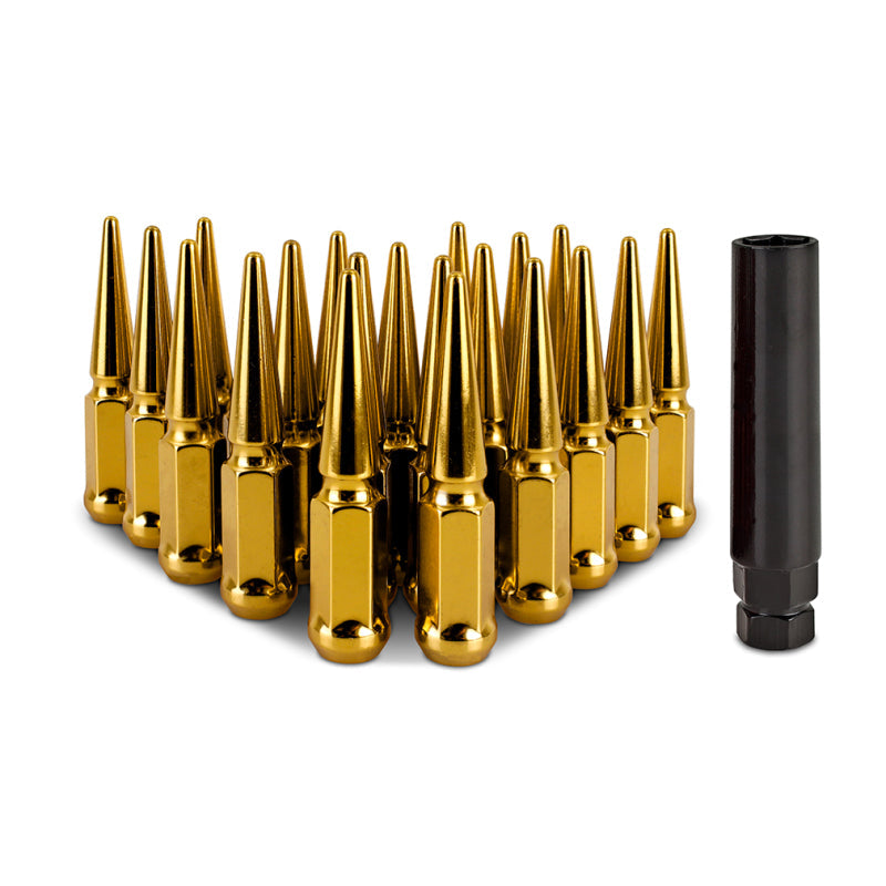 Mishimoto Steel Spiked Lug Nuts M12x1.5 20pc Set - Gold (MMLG-SP1215-20GD)