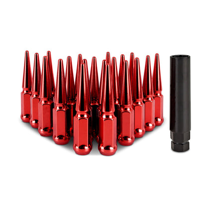 Mishimoto Steel Spiked Lug Nuts M12x1.5 20pc Set - Red (MMLG-SP1215-20RD)