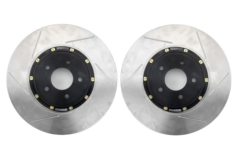 Stoptech 2-Piece Aerorotor and Hat 330x24 Slotted Pair - 2003-2009 Nissan 350Z / Infiniti G35 (w/OEM Brembo)