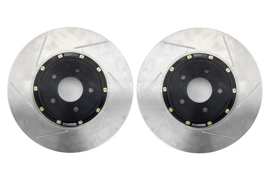 Stoptech 2-Piece Aerorotor and Hat 330x24 Slotted Pair - 2003-2009 Nissan 350Z / Infiniti G35 (w/OEM Brembo)