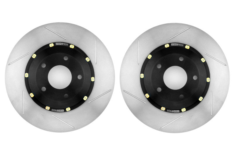 Stoptech 2-Piece Aerorotor and Hat 330x24 Slotted Pair - 2003-2009 Nissan 350Z / Infiniti G35 (w/OEM Brembo)