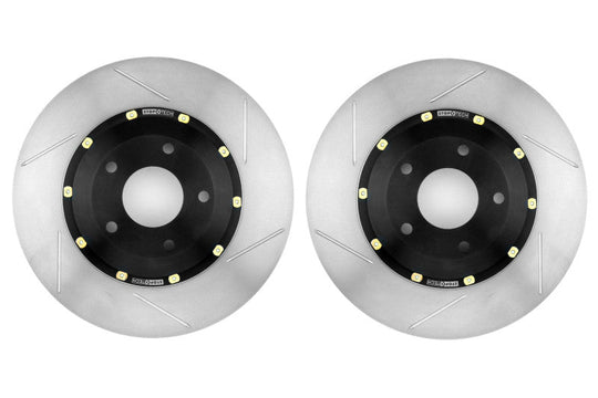 Stoptech 2-Piece Aerorotor and Hat 330x24 Slotted Pair - 2003-2009 Nissan 350Z / Infiniti G35 (w/OEM Brembo)
