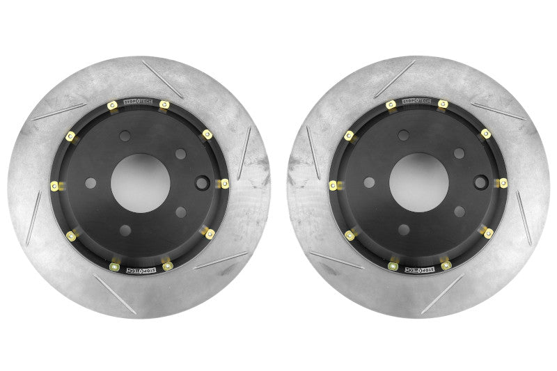 Stoptech 2-Piece Aerorotor and Hat 322x22 Rotor Slotted Pair Rear - 2003 2009 Nissan 350Z / Infiniti G35 (w/OEM Brembo)