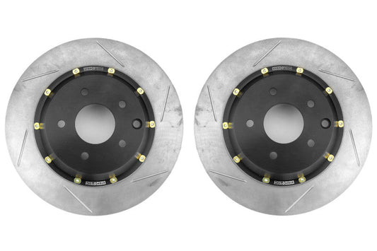 Stoptech 2-Piece Aerorotor and Hat 322x22 Rotor Slotted Pair Rear - 2003 2009 Nissan 350Z / Infiniti G35 (w/OEM Brembo)