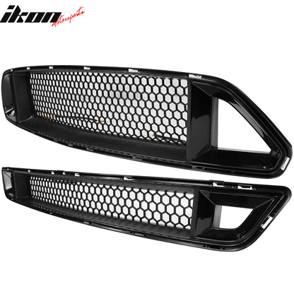 2015-2017 Ford Mustang Front Upper Mesh Grille Smoked DRL Turn Signal
