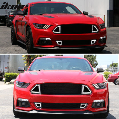 2015-2017 Ford Mustang Front Upper Mesh Grille Smoked DRL Turn Signal