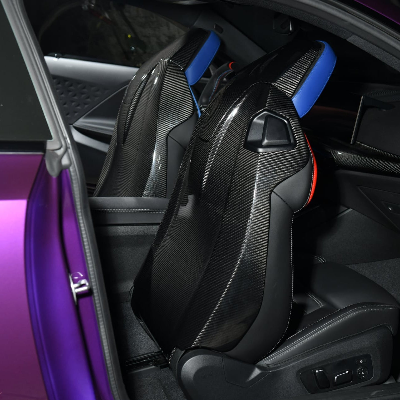 BMW G87 G80 G82 M2 M3 M4 Dry CARBON FIBER Tape-On Full Seat Back Cover Pair
