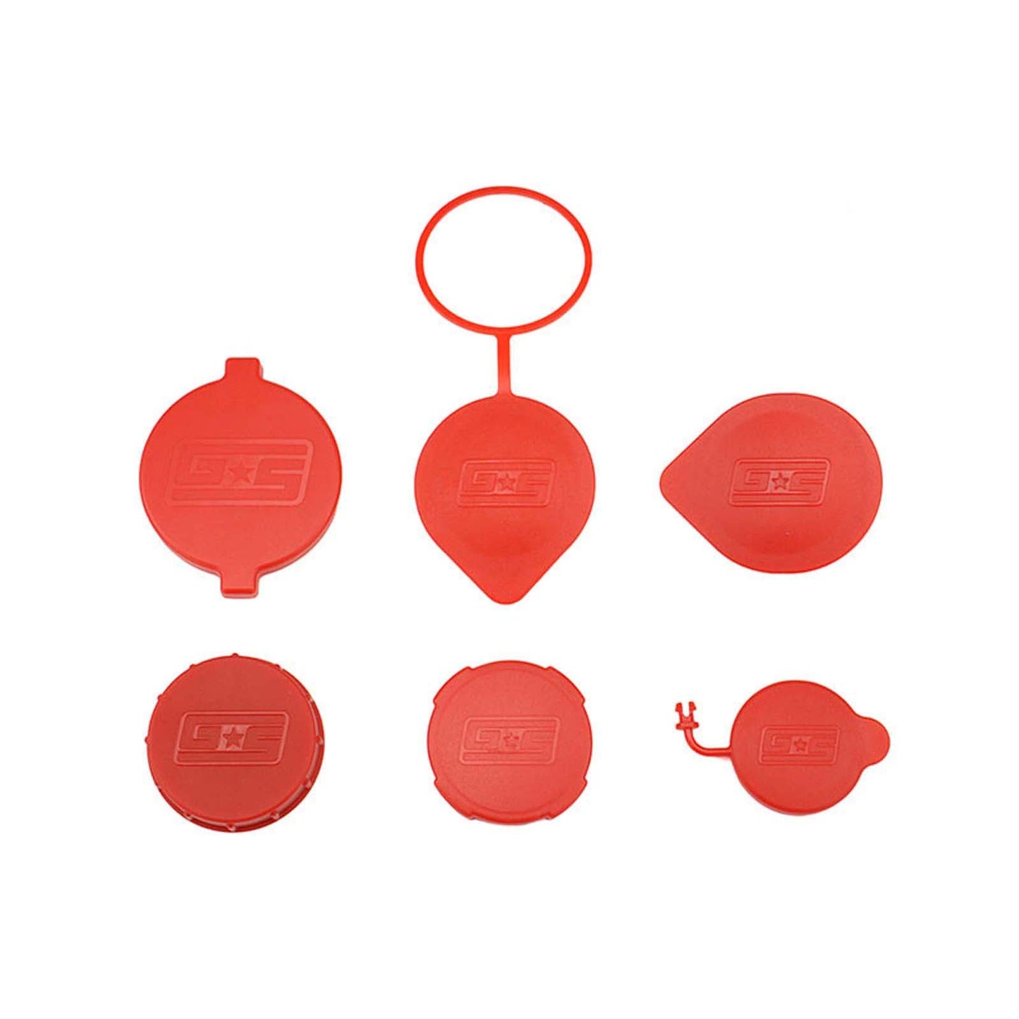GrimmSpeed Engine Bay Reservoir Cap Set RED - 2002-2021 Subaru WRX/STI/FXT/OBXT/LGT