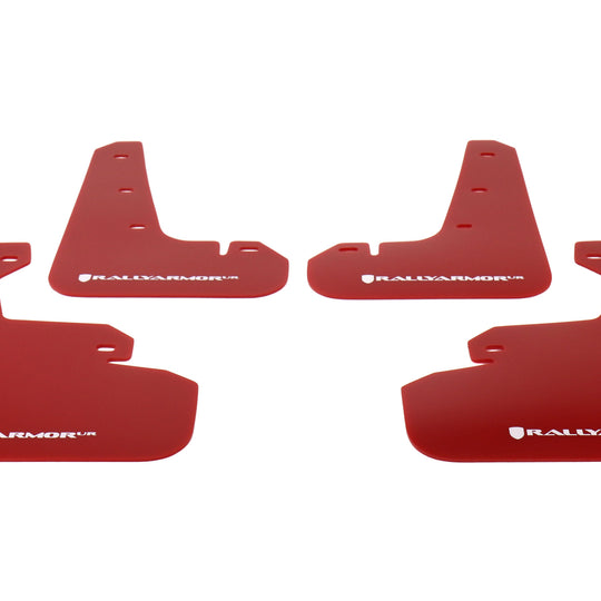 Rally Armor UR Mudflaps Red Urethane White Logo - 2017-2021 Subaru Impreza