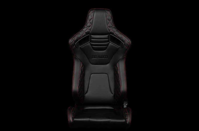 Braum Elite-X Series Sport Seats - Black Diamond (Red Stitching) Pair - Universal