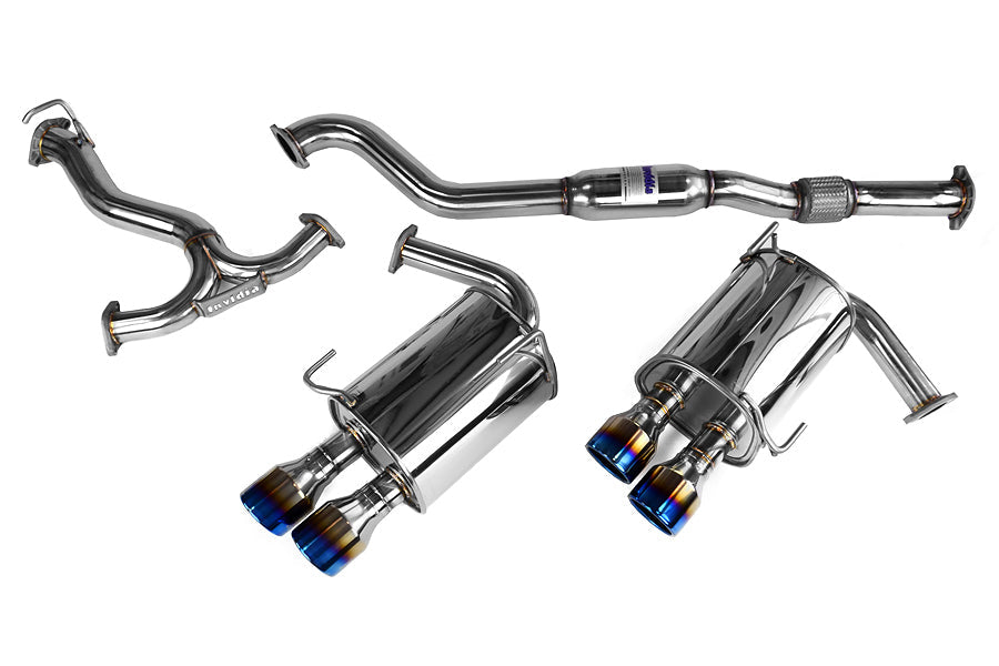 Invidia Q300 Quad Tip Cat Back Exhaust - Titanium Burnt Tips - 2011-2014 Subaru WRX/STI Sedan