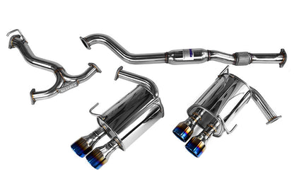 Invidia Q300 Quad Tip Cat Back Exhaust - Titanium Burnt Tips - 2011-2014 Subaru WRX/STI Sedan