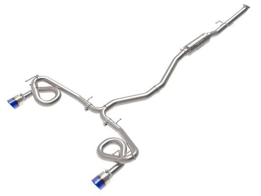 aFe POWER Takeda 22-23 Honda Civic Si I4-1.5L (t) 2.5in to 3in 304 SS CB Exhaust - Blue Flame Tips (49-36630-L)