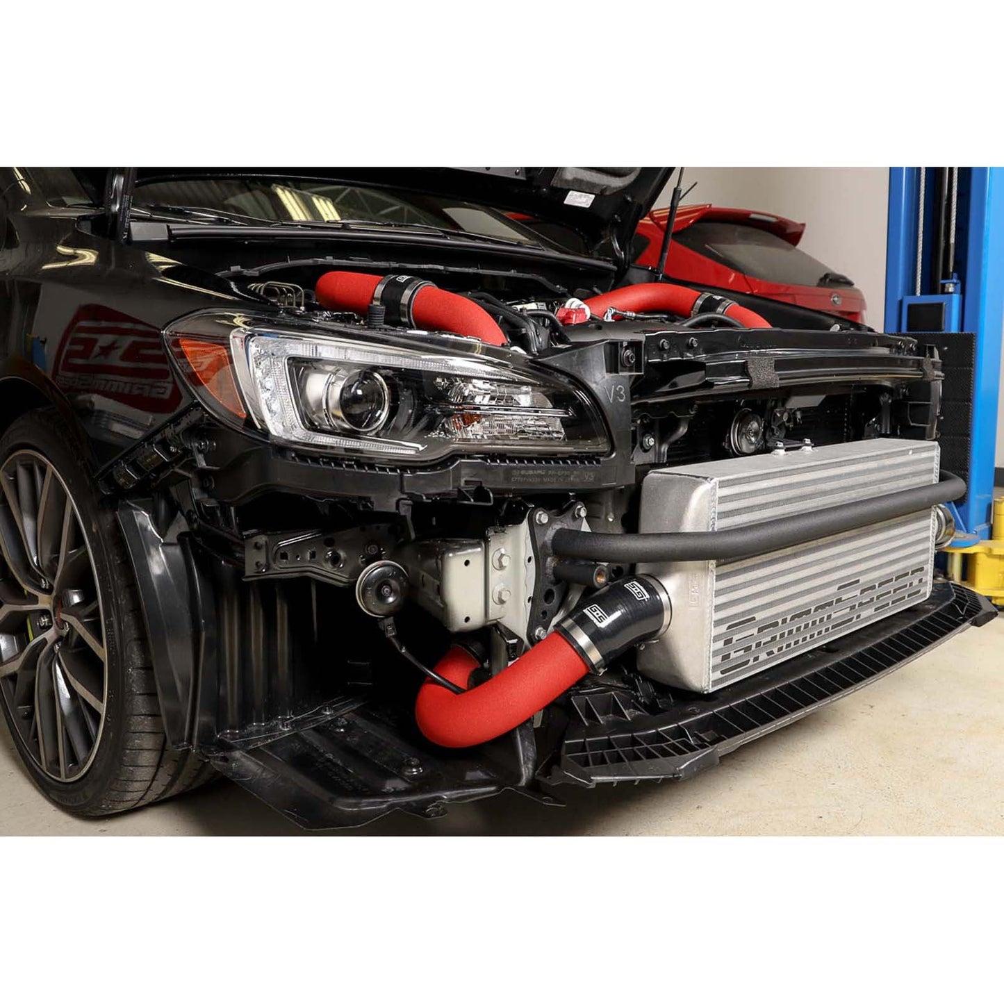 GrimmSpeed Front Mount Intercooler Kit Silver Core w/ Red Piping - 2015-2021 Subaru WRX