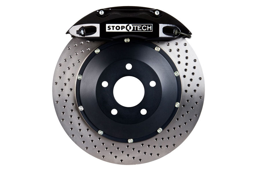 Stoptech ST-40 Big Brake Kit Front 332mm Black Drilled Rotors - 2005-2009 Subaru Legacy GT