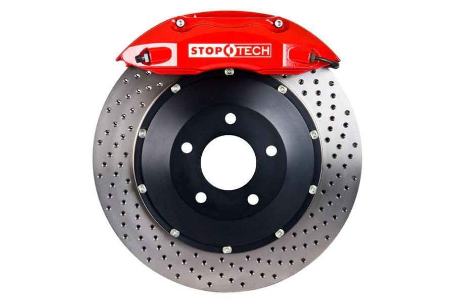 Stoptech ST-40 Big Brake Kit Front 332mm Red Drilled Rotors - Subaru Models (inc. 2002-2007 WRX)