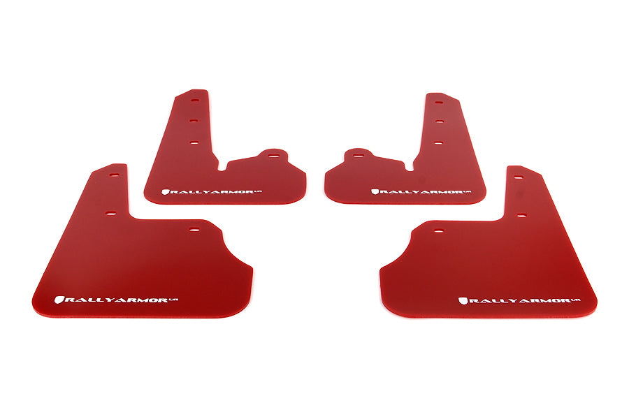 Rally Armor UR Mudflaps Red Urethane White Logo - 2012-2015 Subaru Impreza (non Aero-Kit)