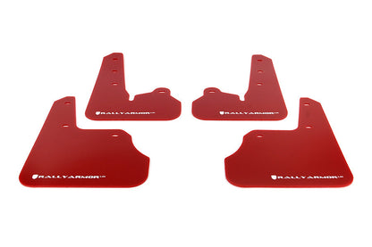 Rally Armor UR Mudflaps Red Urethane White Logo - 2012-2015 Subaru Impreza (non Aero-Kit)