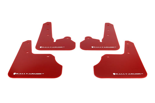Rally Armor UR Mudflaps Red Urethane White Logo - 2012-2015 Subaru Impreza (non Aero-Kit)
