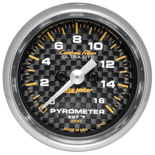 Autometer Carbon Fiber EGT Exhaust Gas Temperature Gauge 52mm - Universal