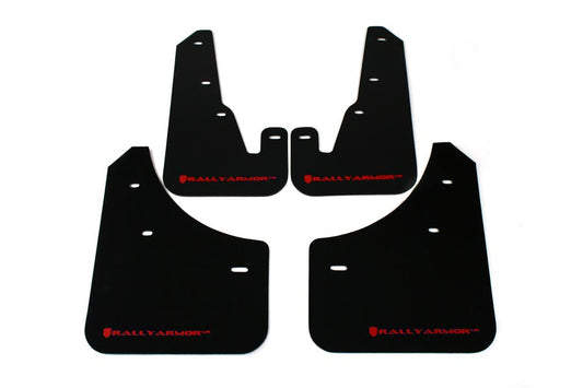 Rally Armor UR Mudflaps Black Urethane Red Logo - 2004-2009 Mazda 3 (inc. 2007-2009 MazdaSpeed3)