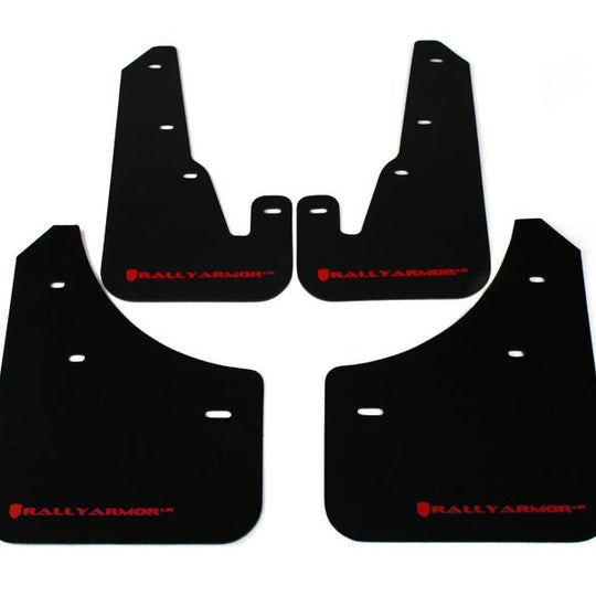Rally Armor UR Mudflaps Black Urethane Red Logo - 2004-2009 Mazda 3 (inc. 2007-2009 MazdaSpeed3)