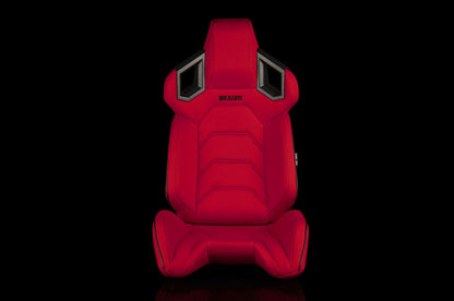 Braum Alpha X Series Sport Seats - Red Polo Fabric (Black Stitching)  Pair - Universal