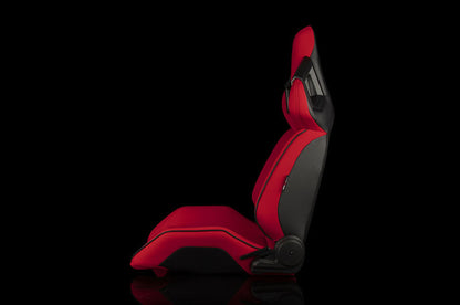 Braum Alpha X Series Sport Seats - Red Polo Fabric (Black Stitching)  Pair - Universal