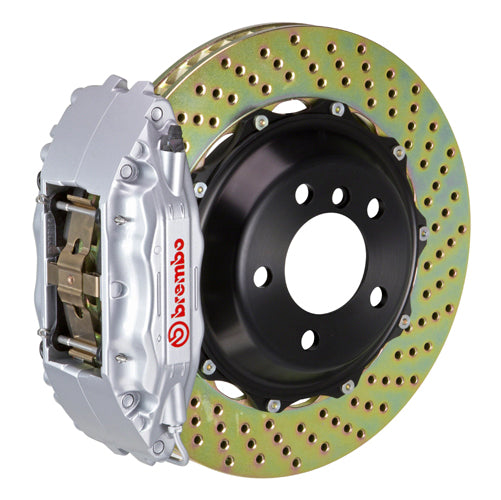 Brembo GT System 4 Piston Front Brake Kit Silver Drilled Rotors - Volkswagen Models (inc. 2015+ GTI)