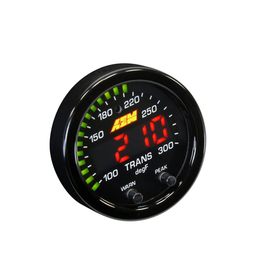 AEM X-Series Temperature Gauge Kit - 100-300F - Black Bezel / Black Face - Universal