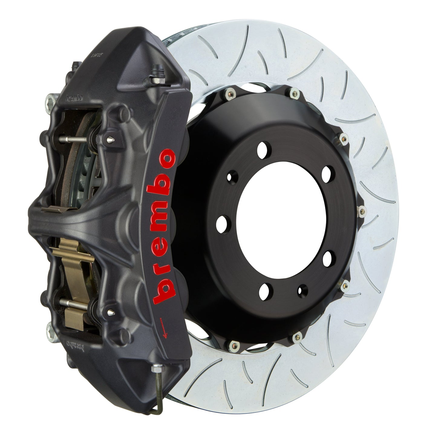 Brembo GT Systems 6 Piston Front Big Brake Kit Black Slotted Rotors - 1997-2006 Mitsubishi Evo 6-9