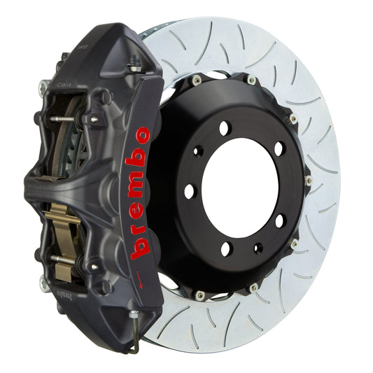 Brembo GT Systems 6 Piston Front Big Brake Kit Black Slotted Rotors - 1997-2006 Mitsubishi Evo 6-9