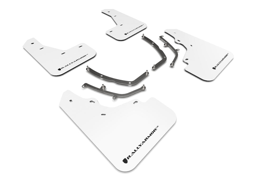 Rally Armor White UR Mud Flap w/ Black Logo - 2019-2022 Mazda 3 GT Sport Hatch