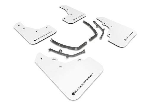 Rally Armor White UR Mud Flap w/ Black Logo - 2019-2022 Mazda 3 GT Sport Hatch