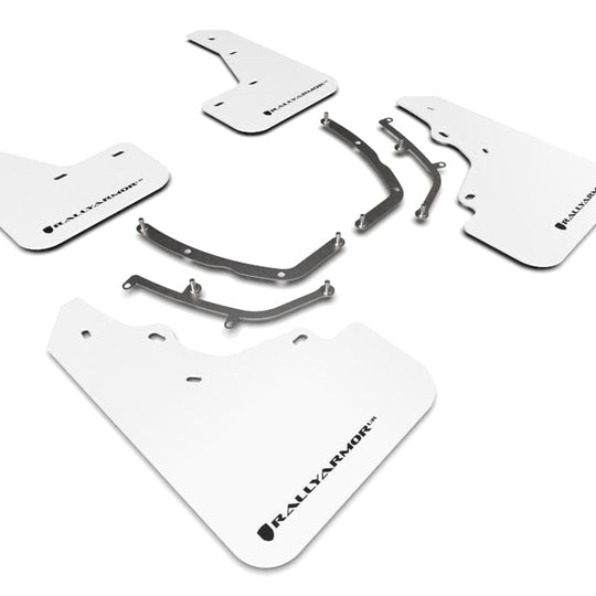 Rally Armor White UR Mud Flap w/ Black Logo - 2019-2022 Mazda 3 GT Sport Hatch