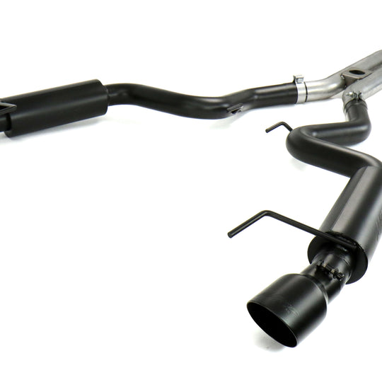 MBRP Dual Split Rear Race Version 3in Cat Back Exhaust Black - 2015-2017 Ford Mustang EcoBoost