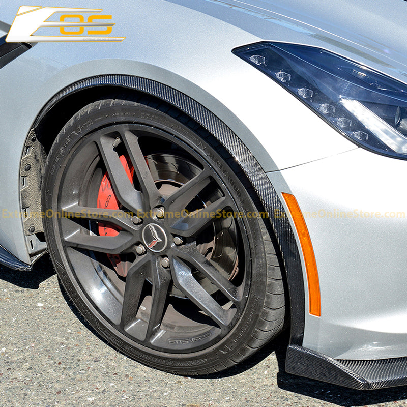 Chevrolet Corvette C7 DRY CARBON FIBER Front Fender Flares Wheel Trim