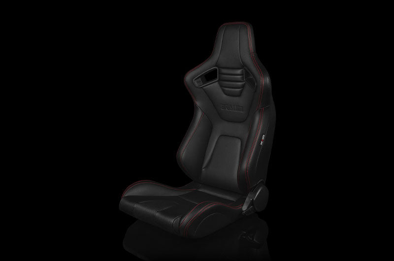 Braum Elite-X Series Sport Seats - Black Leatherette (Red Stitching) Pair - Universal