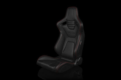Braum Elite-X Series Sport Seats - Black Leatherette (Red Stitching) Pair - Universal