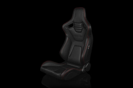 Braum Elite-X Series Sport Seats - Black Leatherette (Red Stitching) Pair - Universal