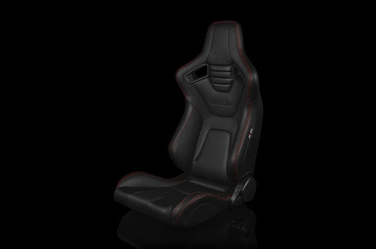 Braum Elite-X Series Sport Seats - Black Leatherette (Red Stitching) Pair - Universal