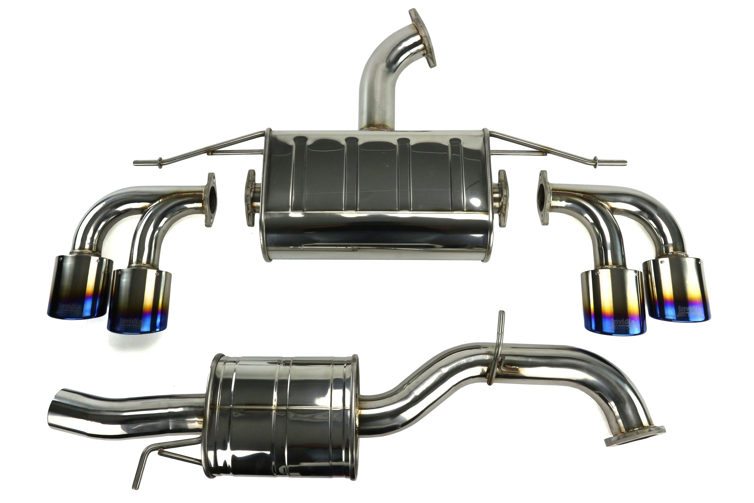 Invidia Q300 Quad Cat Back Exhaust w/Titanium Burnt Tips - 2015-2017 Volkwagen Golf R