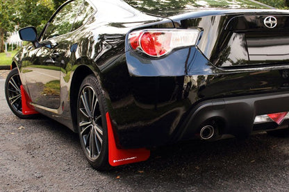 Rally Armor UR Mudflaps Red Urethane White Logo - 2013-2021 Scion FR-S / Subaru BRZ / Toyota 86