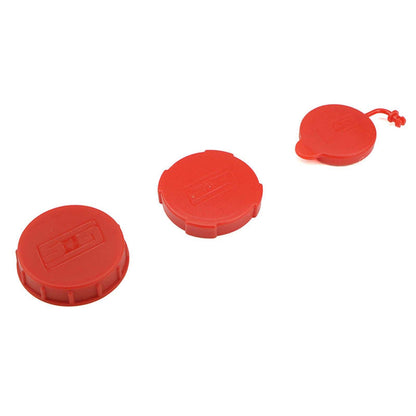 GrimmSpeed Engine Bay Reservoir Cap Set RED - 2002-2021 Subaru WRX/STI/FXT/OBXT/LGT