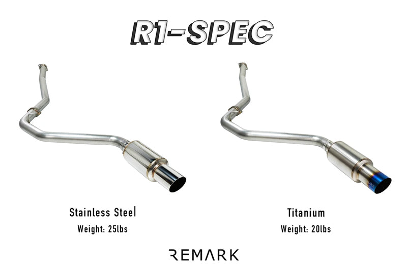Remark R1-Spec Catback Exhaust Titanium Muffler Section w/ Burnt Tip  - 2015-2021 Subaru WRX / STI
