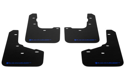 Rally Armor UR Mudflaps Black Urethane Blue Logo - 2015-2021 Ford Fiesta ST