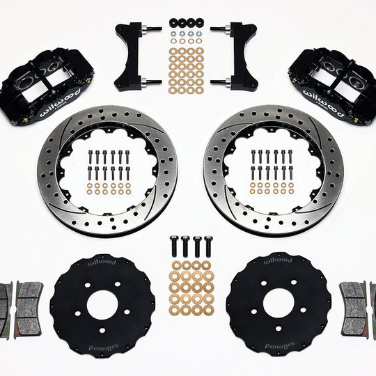 Wilwood FNSL6R 13.06in Front Kit Drilled / Slotted Black - 2003-2006 Mitsubishi Evo 8/9