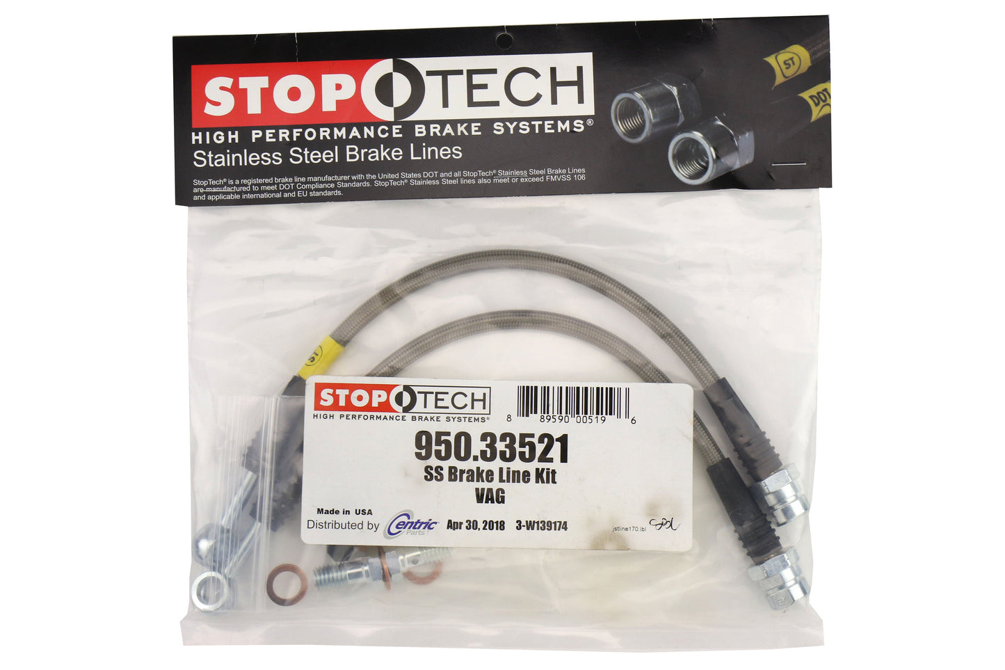 Stoptech Stainless Steel Brake Lines Rear - Volkswagen Models (inc. 2015-2019 GTI PP / 2016-2019 Golf R)