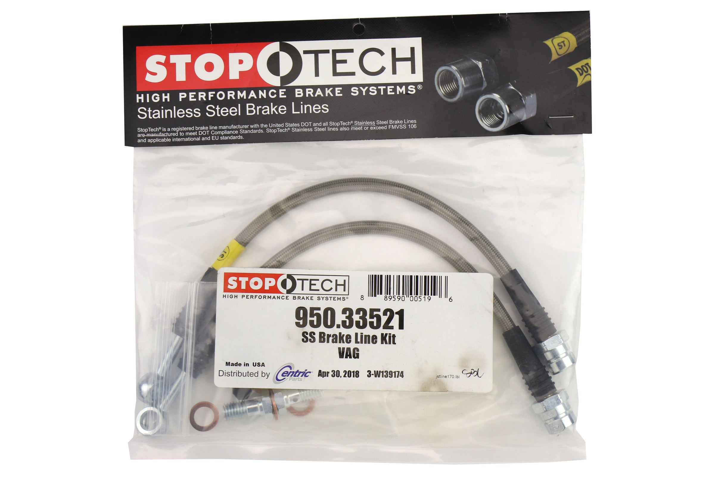 Stoptech Stainless Steel Brake Lines Rear - Volkswagen Models (inc. 2015-2019 GTI PP / 2016-2019 Golf R)
