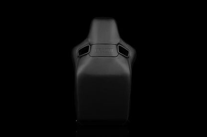 Braum Elite-R Series Fixed Back Bucket Seat - Black Polo Cloth (Red Stitching / Red Piping) Each - Universal